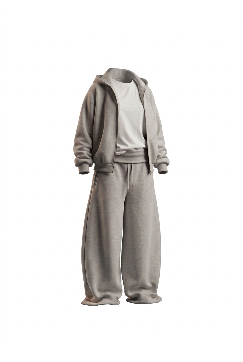 Fleece Suit - Gray full outfit