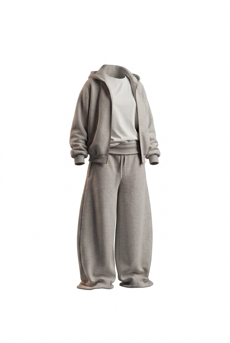 Fleece Suit - Gray full outfit