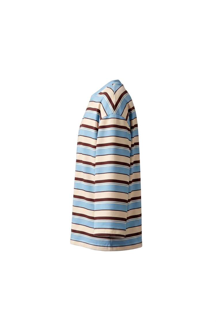 Striped Tee - Sky & Brown