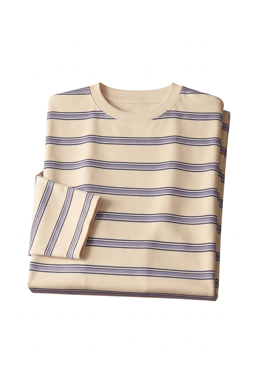 Striped Tee - Cream & Lavender