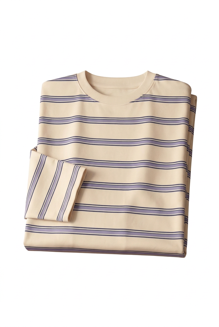 Striped Tee - Cream & Lavender