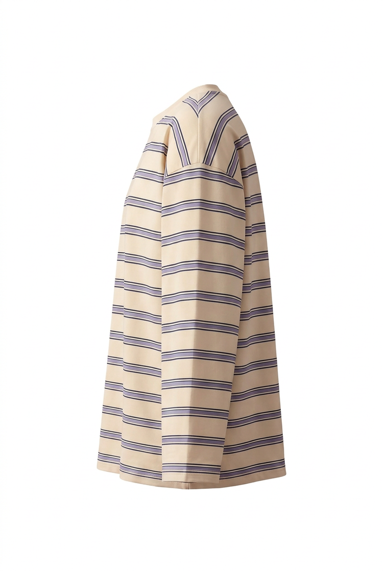 Striped Tee - Cream & Lavender