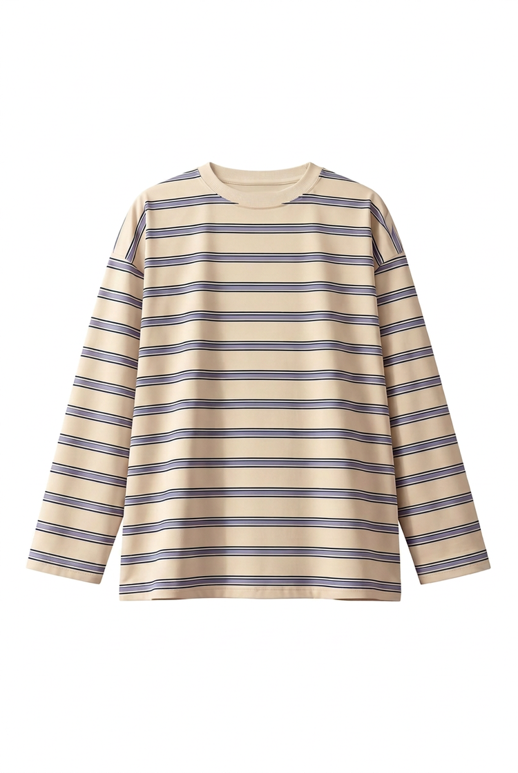 Striped Tee - Cream & Lavender