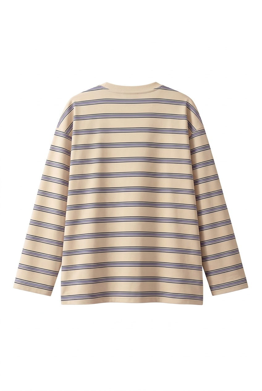 Striped Tee - Cream & Lavender