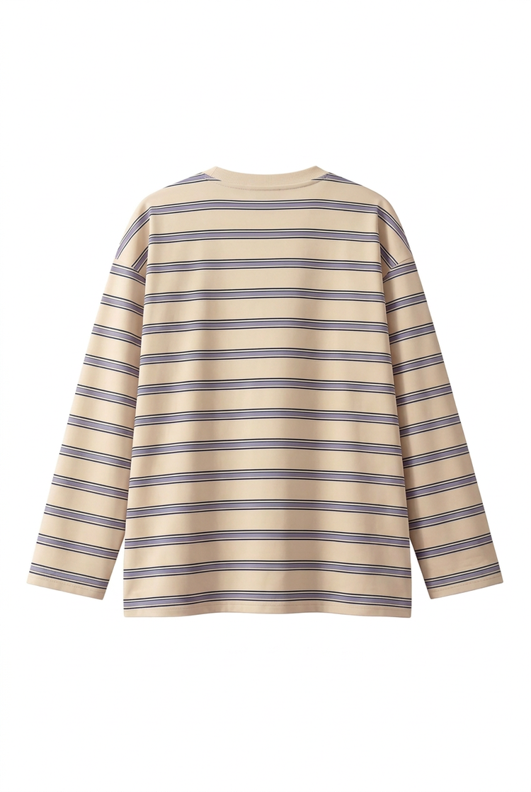 Striped Tee - Cream & Lavender